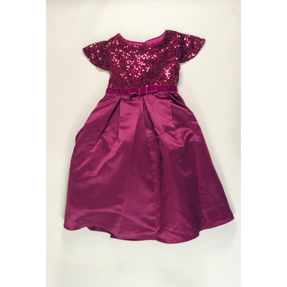 DORISSA GIRLS PURPLE SEQUENCE SATIN GOWN SIZE 5